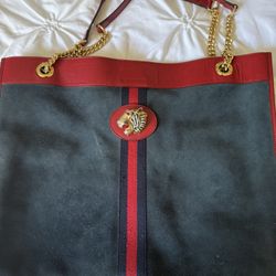 Gucci  Rajah Tiger Head Canvas Leather Tote 