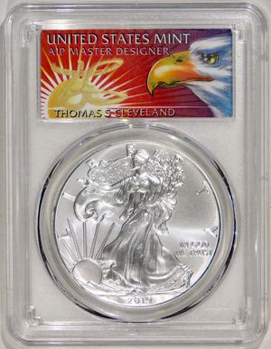 Photo 2019 American Silver Eagle PCGS MS-70 First Strike 1 of 1,000. Thomas Cleveland Signature