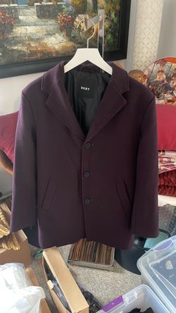 Men’s DKNY plum wool coat jacket