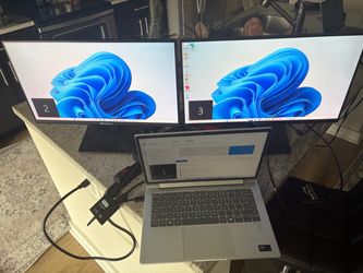 Dual 21” Sansui Monitors + StarTech Dual Display Adapter. Complete Home Office Setup.