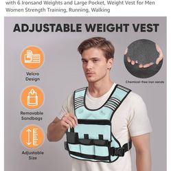 APEXUP Adjustable Weighted Vest, 4-10lb/12-18lb/20-32lb Vest with 6 Ironsand Weights and Large Pocket, Weight Vest for Men Women Strength Training, Ru