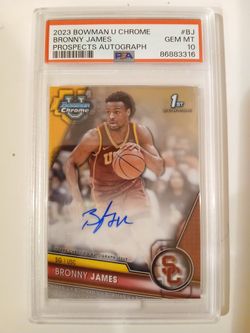 2023 Bowman Chrome University Bronny James 1st Rookie Auto Psa 10