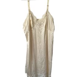 1960s Komar Beige Lace Trim Slip Dress Made In USA Size 42 Vintage  Measurements are in the pictures.  Comes from a pet and smoke free home. This vint