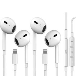 2 Packs Wired Headphones for iPhone Earbuds with Built-in Microphone & Volume Control HiFi Stereo Nosie Reduction Earphones Compatible with iPhone 14 