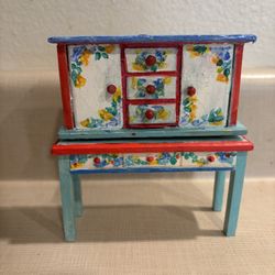 Miniature Dollhouse Size Hand painted Hutch