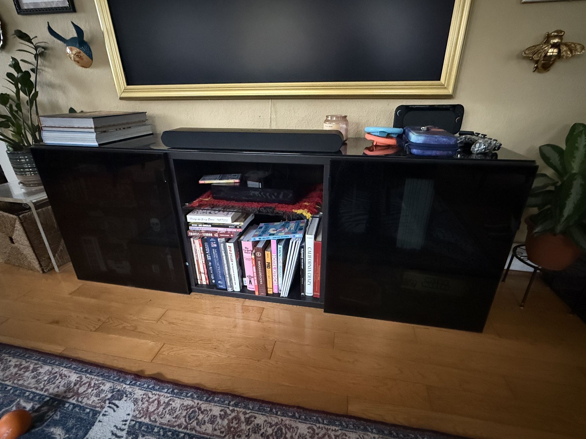 IKEA Besta TV Stand with Glass Top And Storage