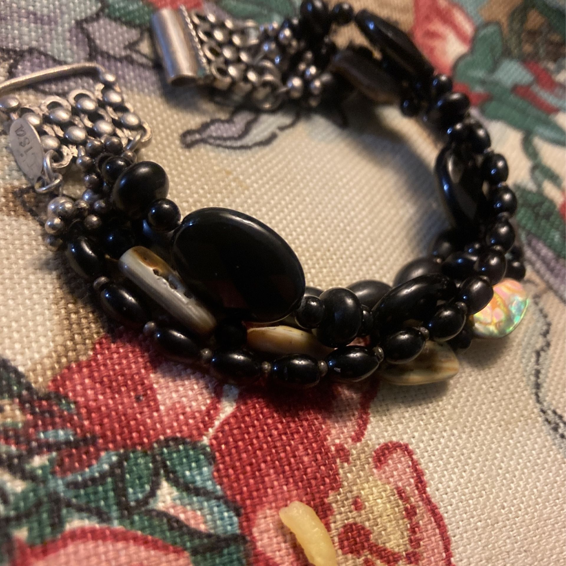Black Onyx Mop & Sterling Bracelet