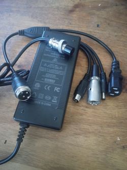 AC ADAPTER CHARGER W/ 3 PIN FAMALE CONNECTOR 5 IN 1 ADAPTER DIFFERENTS MODELS FOR ELECTRIC BIKE & ELECTRIC SCOOTER 54.6 VOLTS - 2.0A