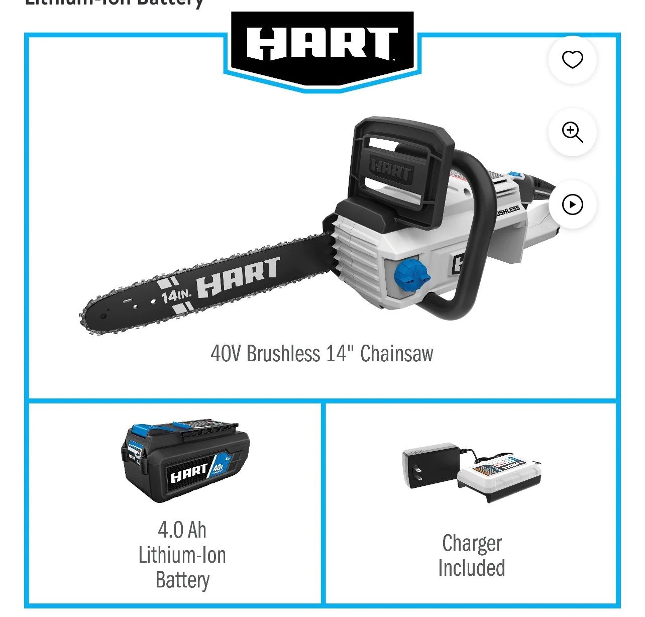 HART 40-Volt Cordless Brushless 14-inch Chainsaw