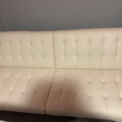 White Foldable Leather Couch 