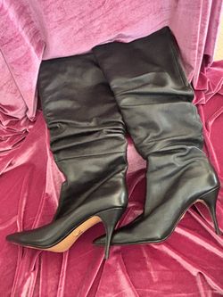 Brian Atwood x Express Black Slouch Knee-High Stiletto Boots