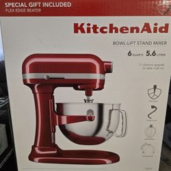 Kitchenaid 6 Quart Bowl-Lift Stand Mixer 11 Speed, Bonus Attachments, Silver Red