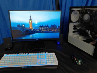 Gaming Desktop Tower/RGB White Case, Gaming PC i7-4790K 16GB 480GB SSD