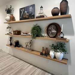 Custom Floating Shelves – Solid Hardwood