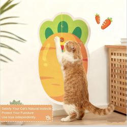 Rascador de gato para gatos de interior de 11.8 x 15.7 pulgadas, tabla de rascar para gatos montada en la pared, 1 pieza en forma de zanahoria de fiel
