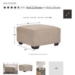 Beige / Gray Oversized Ottoman 