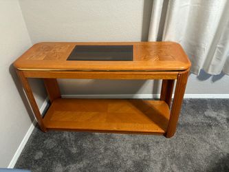 Console Table with Glass Inlay and Brass Trim