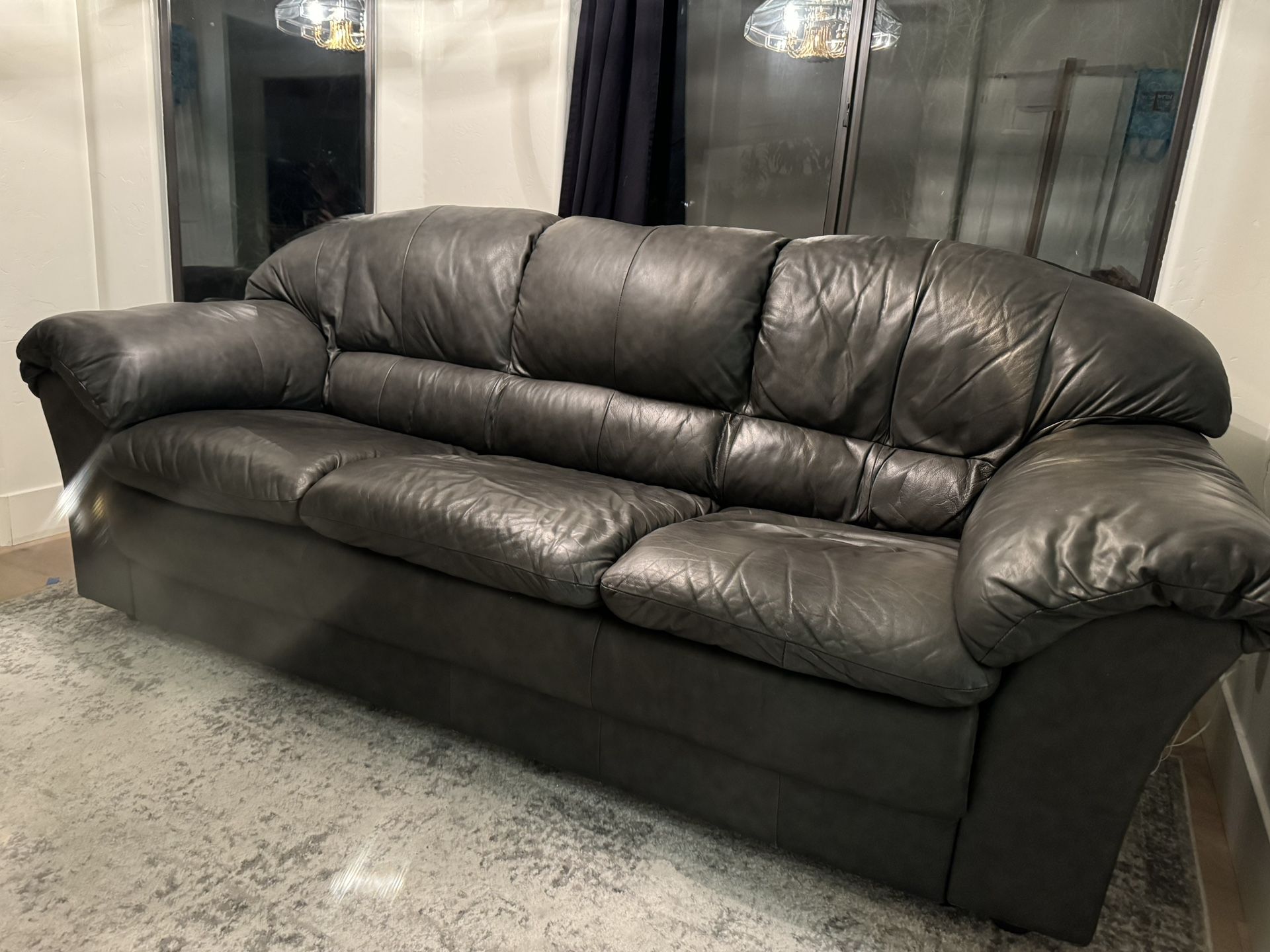 Black/charcoal Leather Sofa/couch