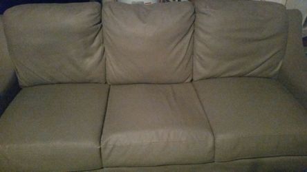 Dark tan leather sofa (mint condition)