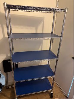5-Shelf Adjustable, Heavy Duty Storage w/4” Casters & Gorilla Grip Shelve Liners - 30" x 14" x 64.8"