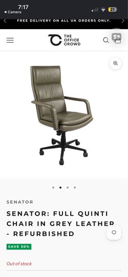 SENATOR: FULL QUINTI CHAIR IN GREY LEATHER used $50