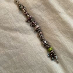 Pandora Charm Bracelet With 20  Assortment Of Charms 