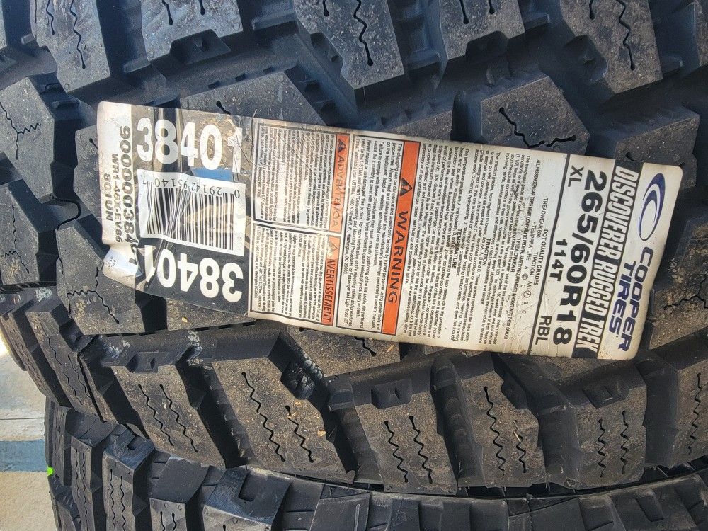 18" Brand New COOPER Discover RUGGED TREK Tires (265/60/18)