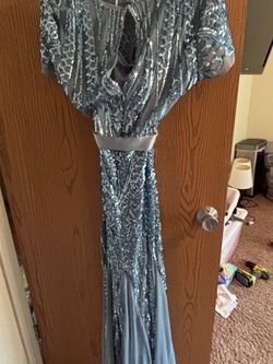 Blue Sequined Evening Gown Dress