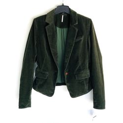 Free People corduroy Blazer Jacket Stretch Green M