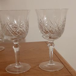 2  Vintage cut Crystal European Wine Glasses. 