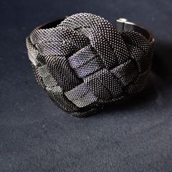 Silver Tone Mesh Cuff Bracelet 