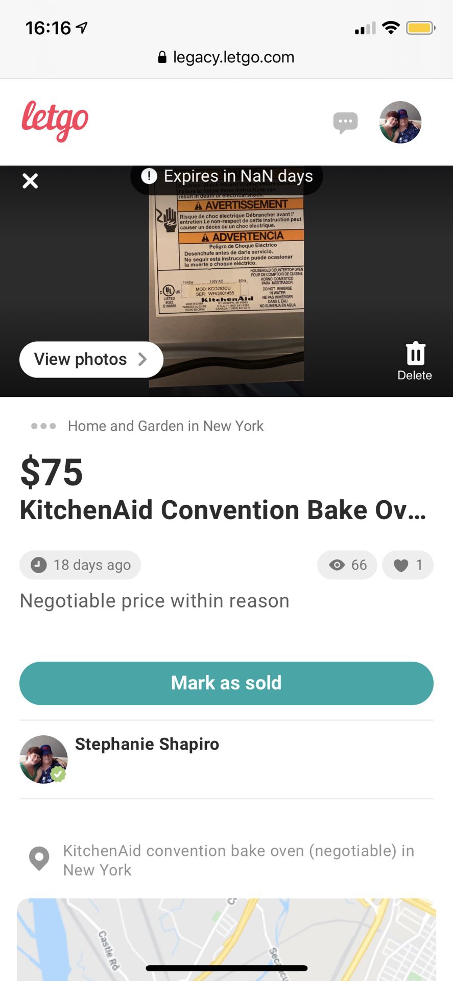 Kitchen Aide Convention oven