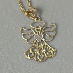 10k Gold Angel Necklace 
