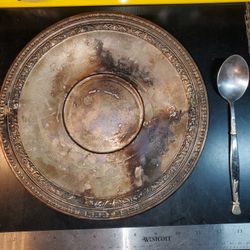 Vintage Silver-plated Platter and spoon great gift idea
