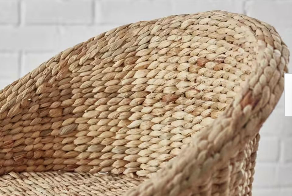 24 in. Natural Woven Hyacinth Counter Stool wit Low Back