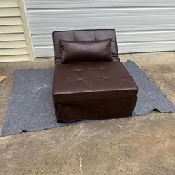 New,Bigsyy Folding Ottoman Breathable Linen Couch Bed with Adjustable Backrest Modern Convertible Chair Brown Faux Leather