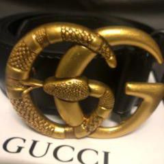 Gucci Snake Buckle Leather Belt 