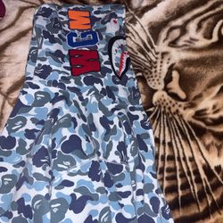 BAPE shark hoodie in blue and white size M