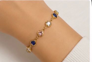 Gold Chain Bracelet with Colorful Gemstones