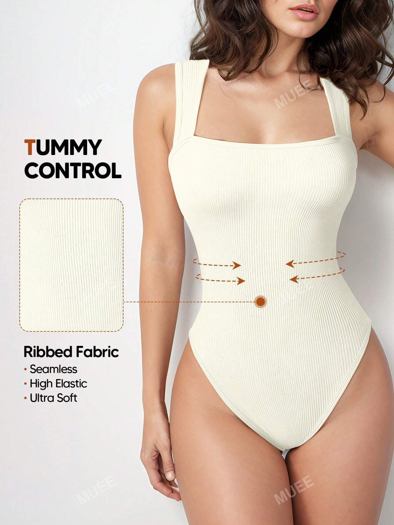 Women's Bodysuits Sexy Ribbed Strappy Sleeveless Tummy Control Tank Tops Bodysuits