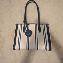 Kate Spade Market Striped Canvas Medium Tote Bag - Blue