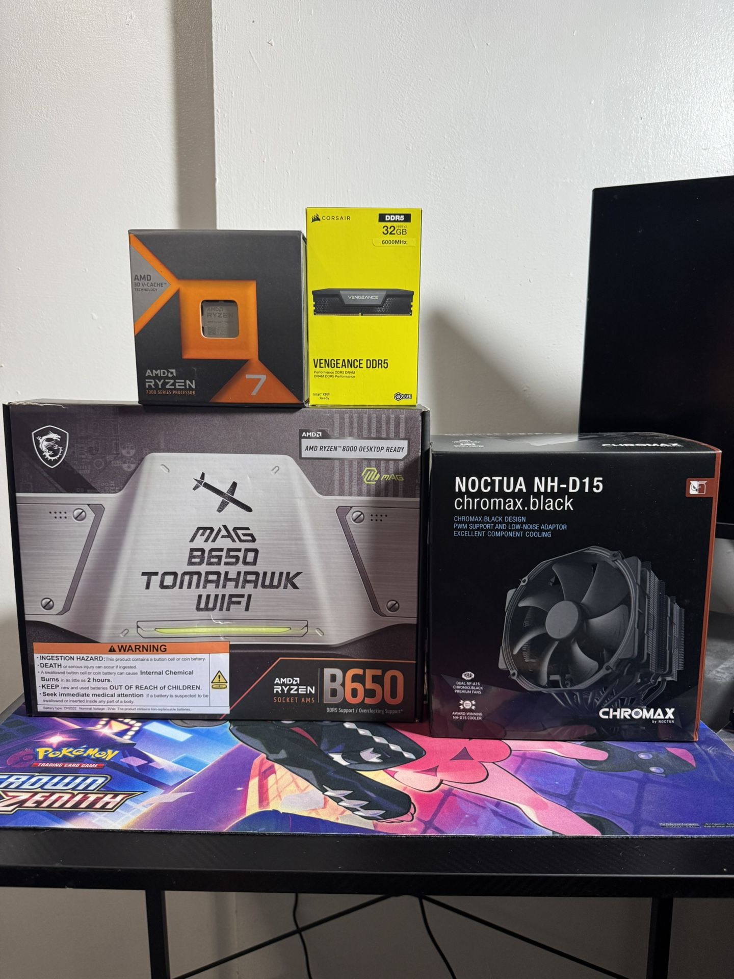 PC Parts Bundle - AMD Ryzen 7 7800X3D Processor, MSI MAG B650 Tomahawk Motherboard, Corsair DDR5 RAM 32GB (2x16GB), & Noctua NH-D15 Dual CPU Cooler