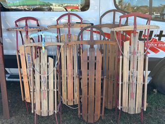 Vintage Wood Snow Sleds - Flexible Flyer - Christmas Holiday Decor