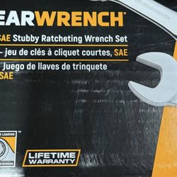 SAE 72-Tooth Stubby Combination Ratcheting Wrench Tool Set (7-Piece)