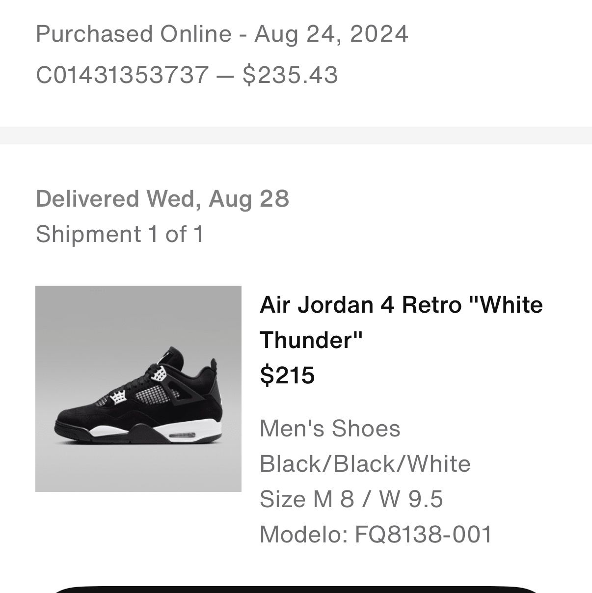 Air Jordan 4 White Thunder