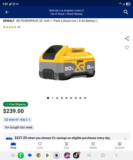 Dewalt 8ah PowerPack Battery 