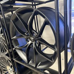 19in Matte Black Flow Formed Zero G Tesla Style Wheels For Model 3