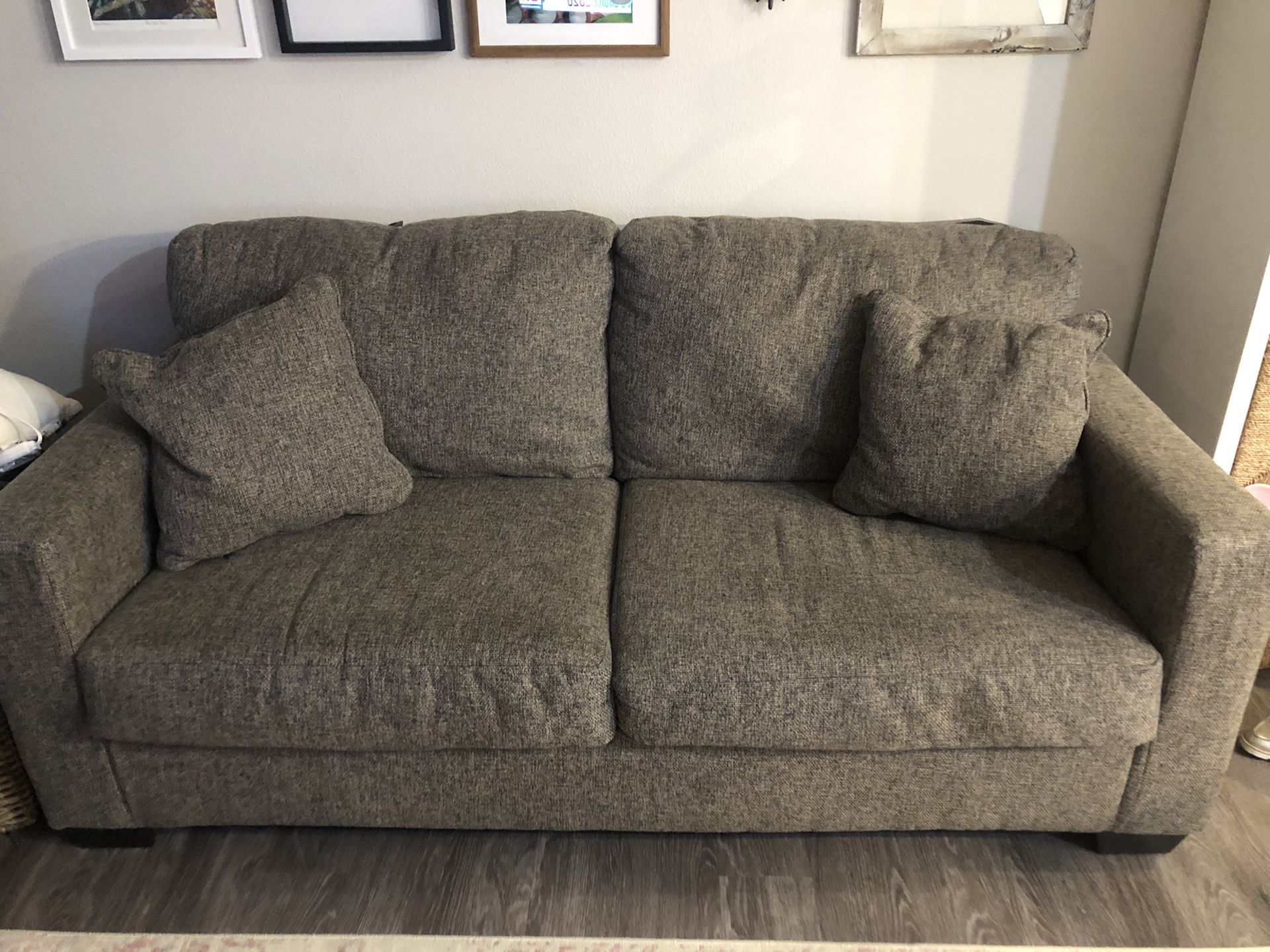 Sofa - Ashley Furniture Home Store - Wichita, KS - Navy, gray textured couch