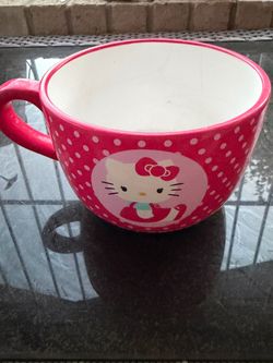 Hello Kitty 24oz Oversized Ceramic Soup Mug Bowl - Pink Polka Dot