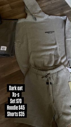 Essentials hoodie, dark oat , size S fits like M
